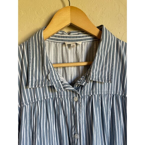 Derek Heart 3X Blue White Striped Cotton Tiered Shirt Dress Button Front Collare - Picture 3 of 6